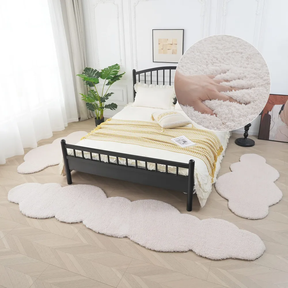 Set 3 covoare pentru dormitor »Magong« foarte moale si pufos crem