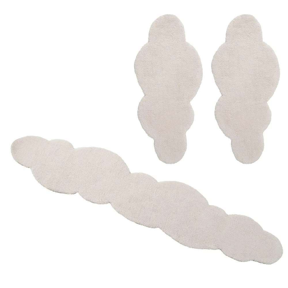 Set 3 covoare pentru dormitor »Magong« foarte moale si pufos crem