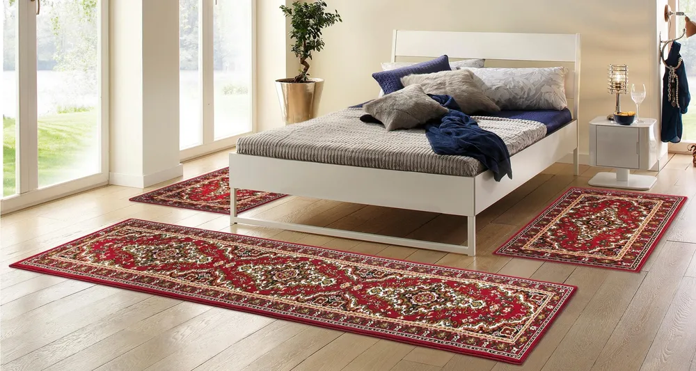 Set 3 covoare pentru dormitor Oriental DELAVITA, roșu