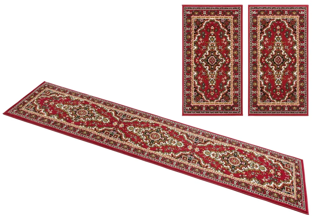 Set 3 covoare pentru dormitor Oriental DELAVITA, roșu