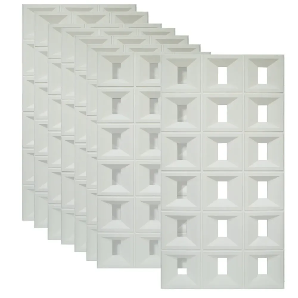 Set 8 x Panou Decorativ 3D, Naimeed D5767, ultrausor, design elegant, PU, 120 x 60 x 3 cm, Alb