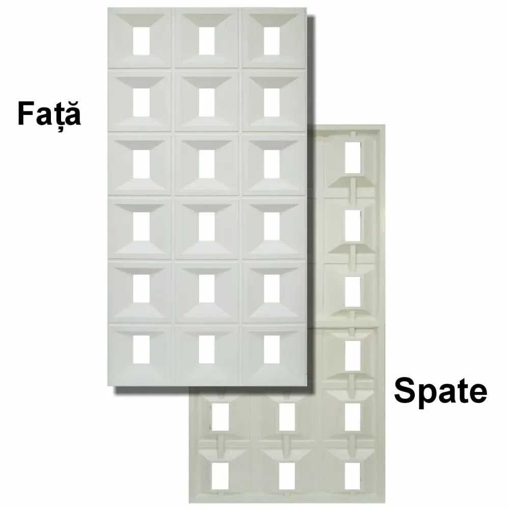 Set 8 x Panou Decorativ 3D, Naimeed D5767, ultrausor, design elegant, PU, 120 x 60 x 3 cm, Alb