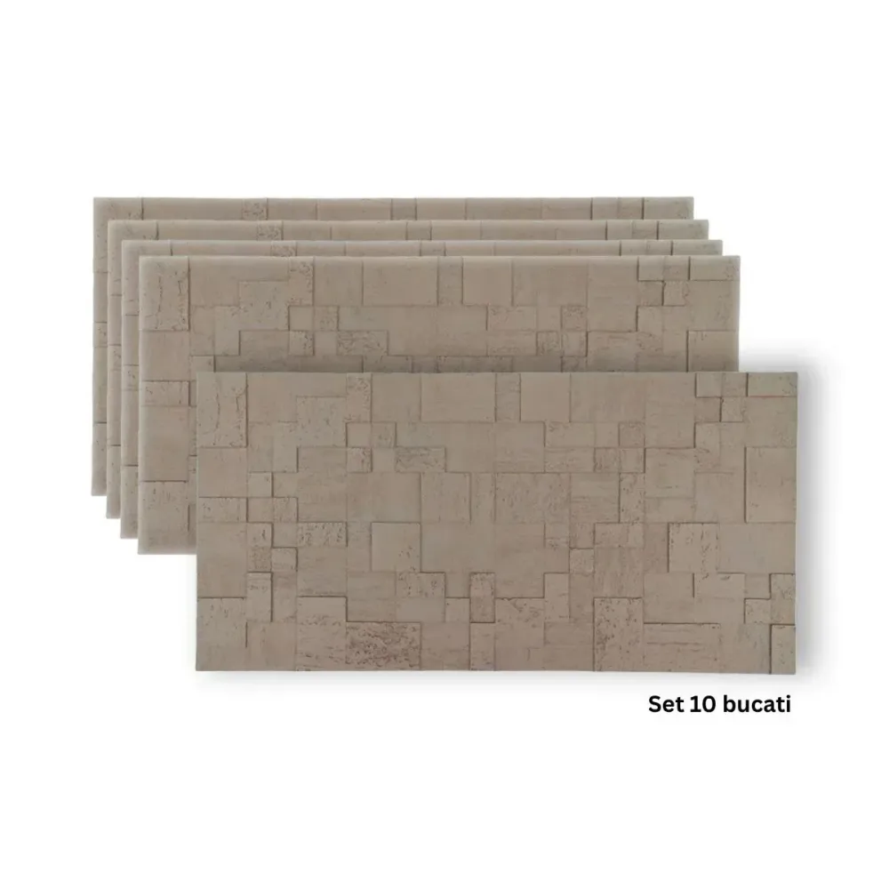 Set 10 panouri decorative din praf de piatra, Naimeed D7364, flexibile, ignifuge, strat protector ceramic, rezistente la r...
