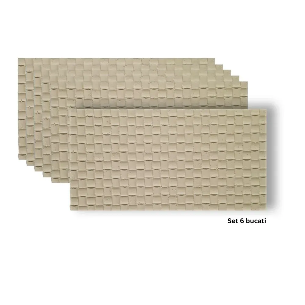 Set 6 panouri decorative din praf de piatra, Naimeed D7340, flexibile, ignifuge, strat protector ceramic, rezistente la ra...