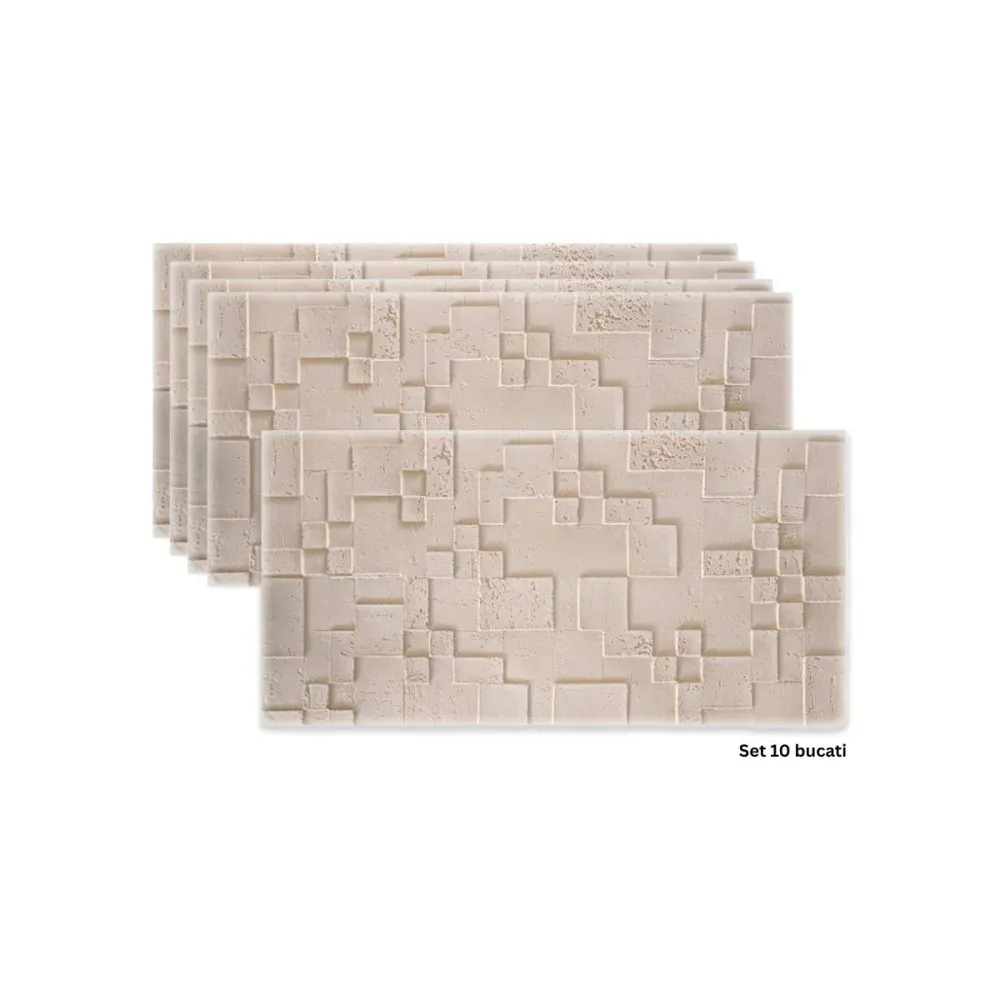 Set 10 panouri decorative din praf de piatra, Naimeed D7363, flexibile, ignifuge, strat protector ceramic, rezistente la r...