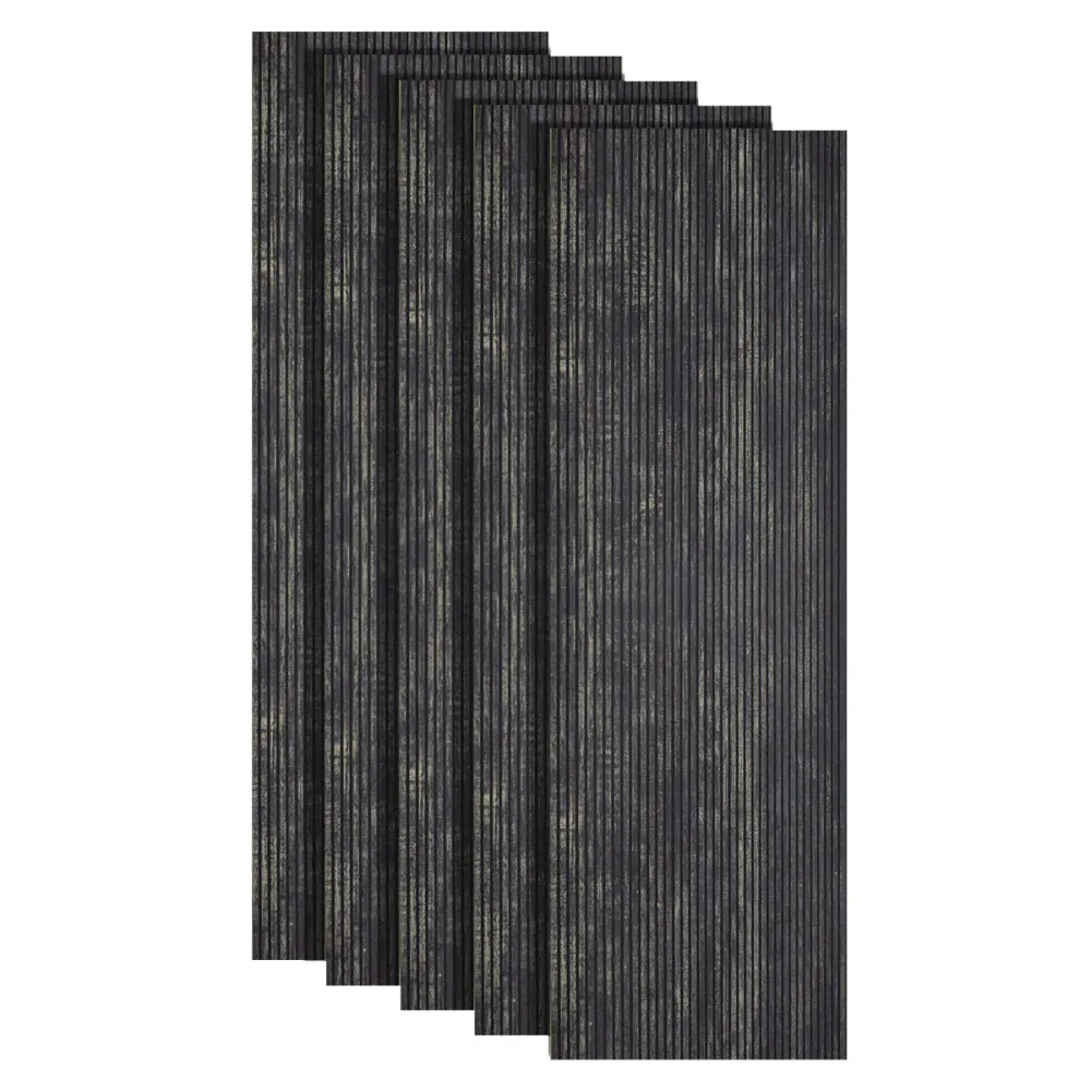 Set 5 panouri decorative, riflaj, polimer rigid, Naimeed D5468, 270x30x0.5cm, Negru