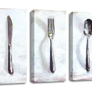 Set 3 tablouri UC032, gri, panza, 20x45 cm