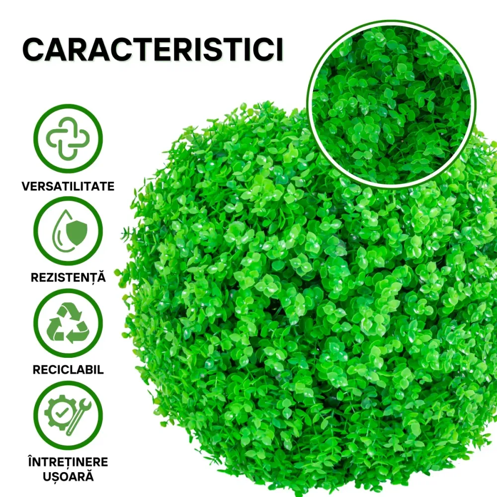 Sfera din plante artificiale, Naimeed D5958, Verde, 100mm
