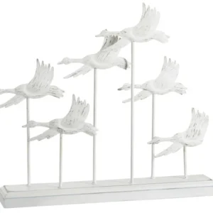 Statueta din lemn si metal cu pasari, 45 cm inaltime