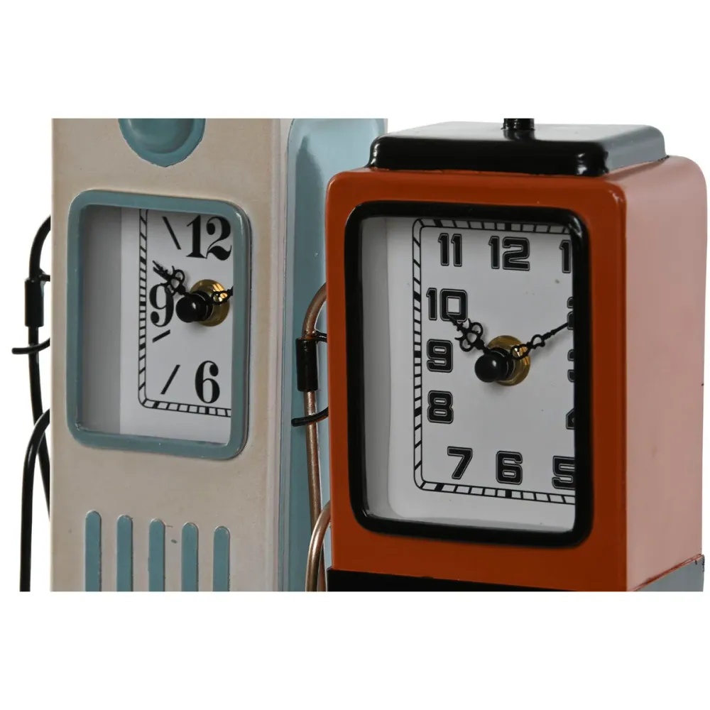 Stolní hodiny Home ESPRIT Albastru Portocaliu Metal Geam Vintage 12 x 7,5 x 32 cm (2 Unități)
