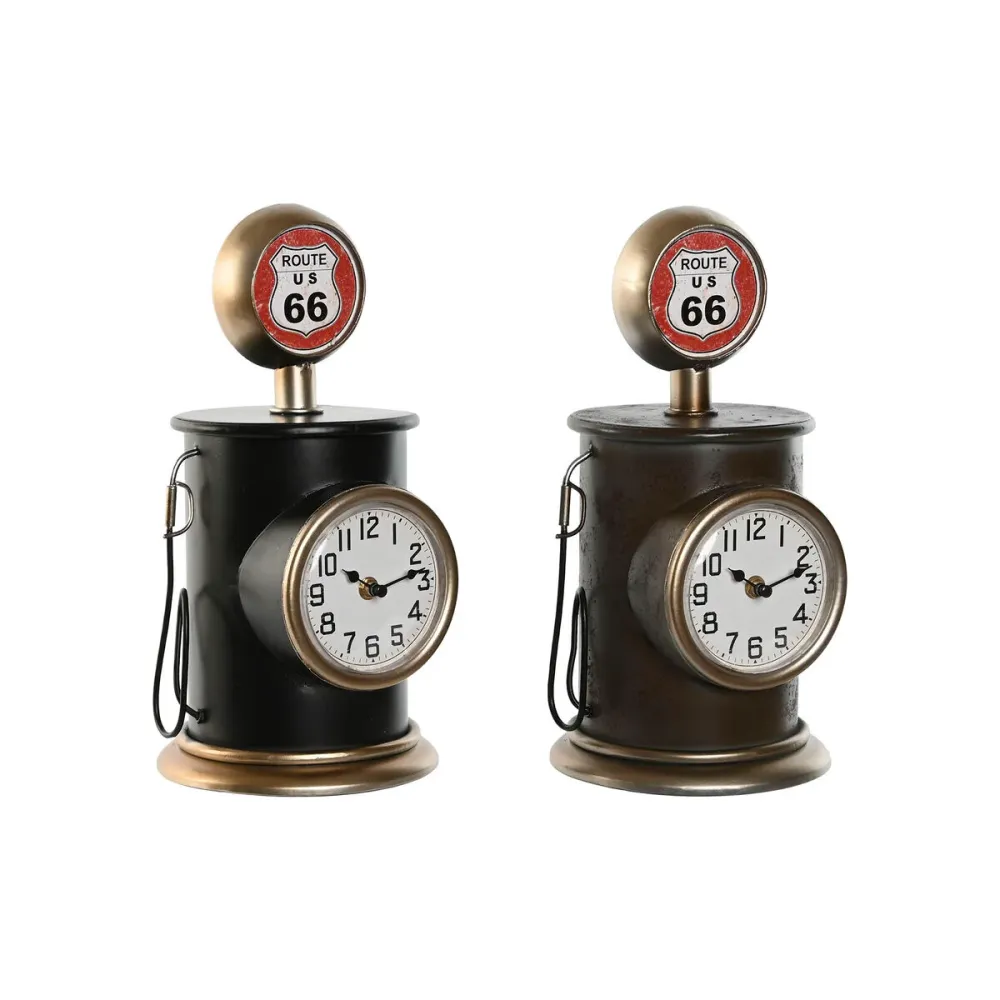 Stolní hodiny Home ESPRIT Negru Auriu* Metal polipropilenă Vintage 17 x 18 x 34,5 cm (2 Unități)