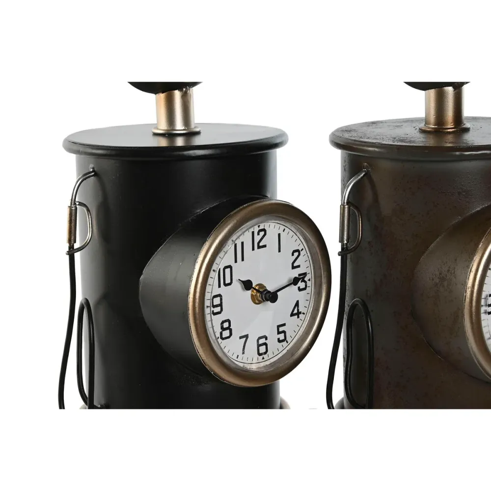 Stolní hodiny Home ESPRIT Negru Auriu* Metal polipropilenă Vintage 17 x 18 x 34,5 cm (2 Unități)