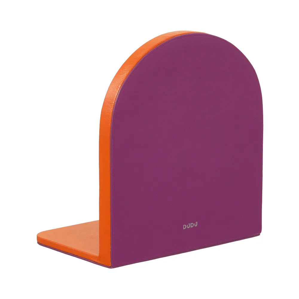 Suport de cărți cu design decorativ DUDU, suport de cărți acoperit cu piele naturală colorată, pentru rafturi de casă și b...