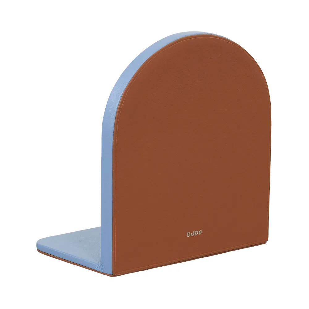 Suport de cărți cu design decorativ DUDU, suport de cărți acoperit cu piele naturală colorată, pentru rafturi de casă și b...