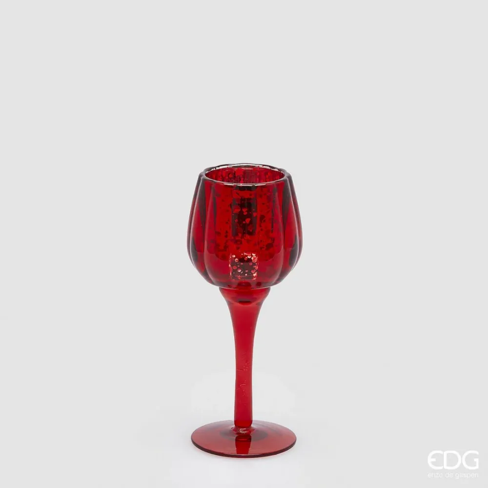 Suport Lumânare Tip Pahar din Sticlă Groasă 22 cm - Design Elegant