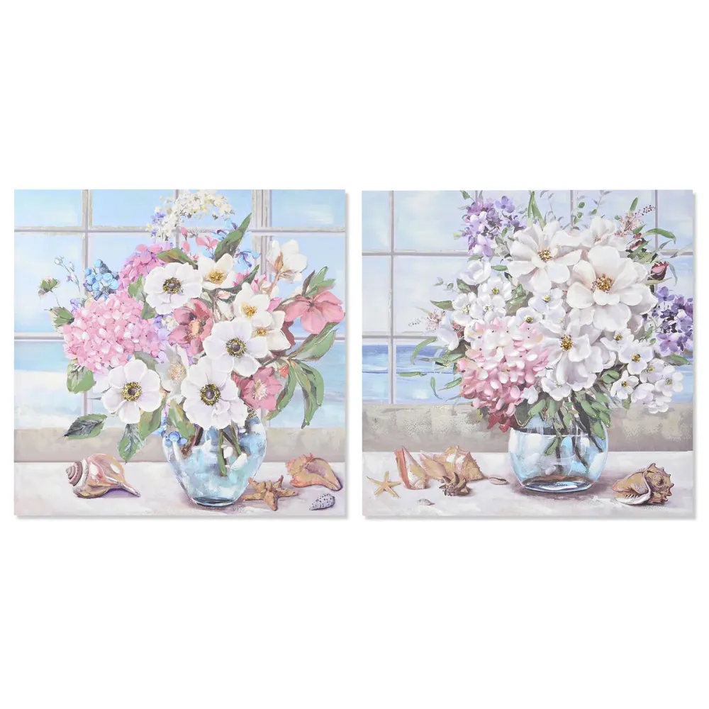 Tablou DKD Home Decor 100 x 2,8 x 100 cm 100 x 3 x 100 cm Shabby Chic (2 Unități)