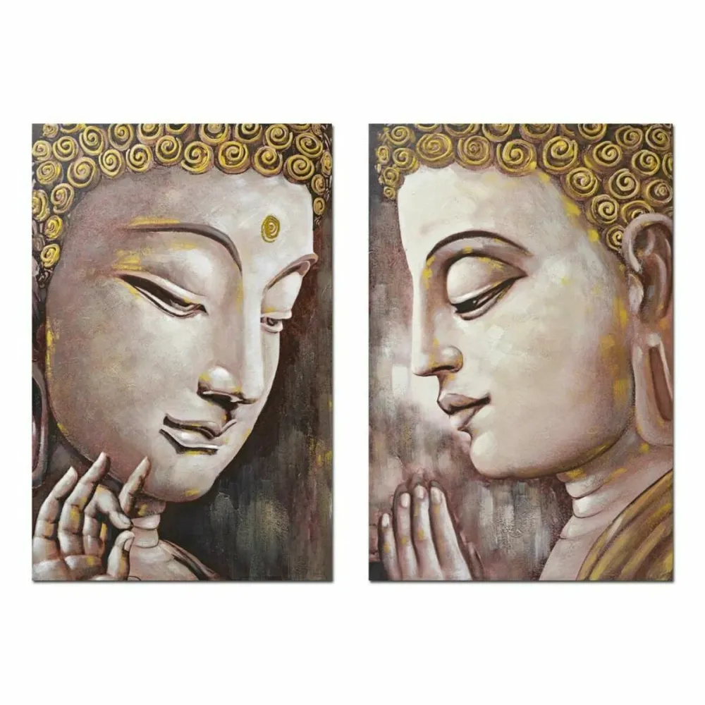 Tablou DKD Home Decor Buda 80 x 3 x 120 cm Oriental (2 Unități)