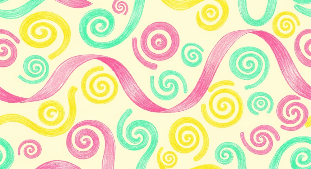 Tapet de cameră pentru bebeluși | Spirale colorate pe fundal moale