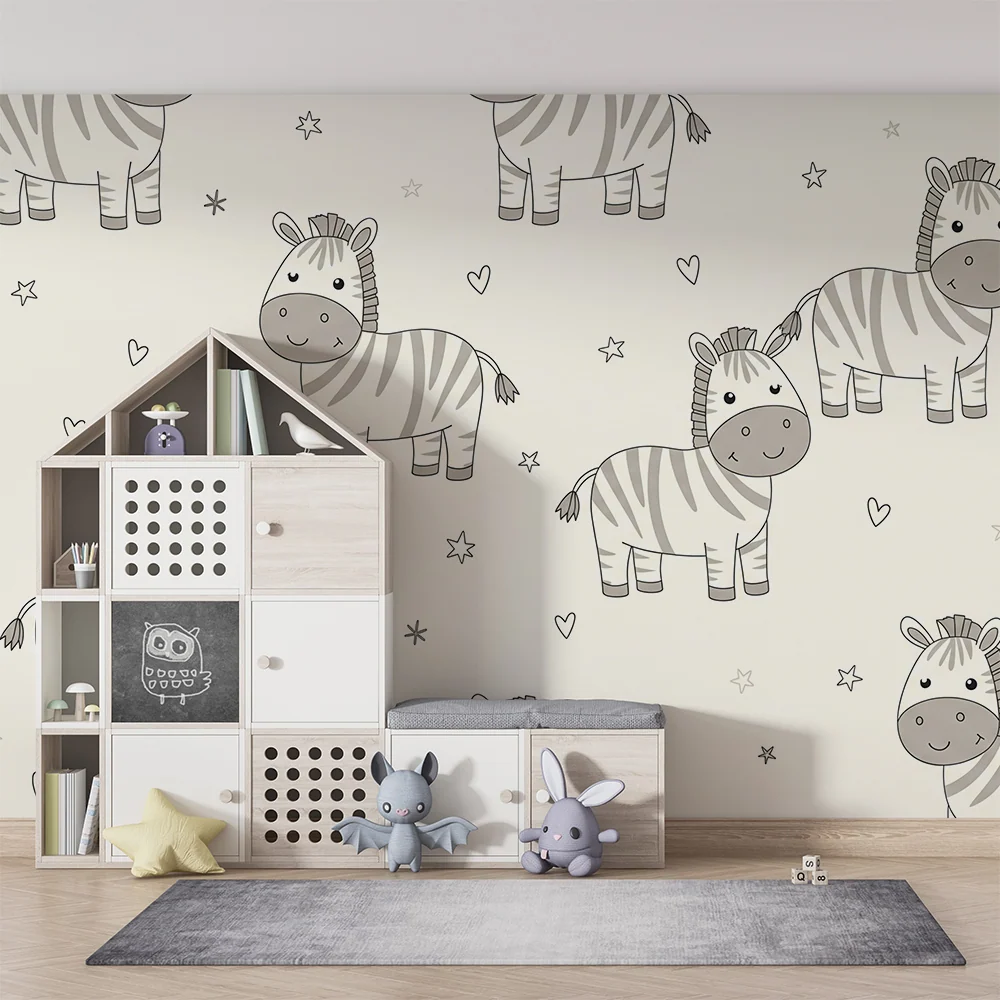 Tapet camera bebeluși | Zebre adorabile și stele