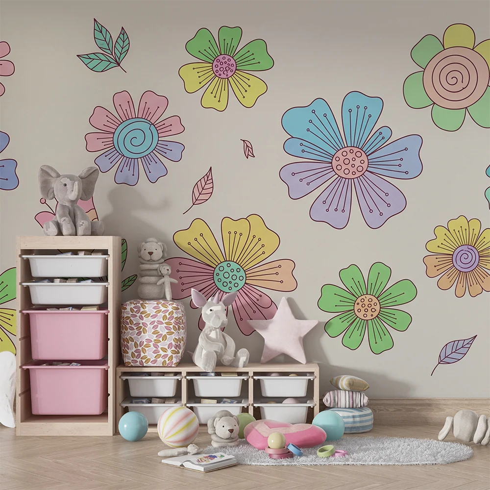 Tapet camera copil | Flori multicolore
