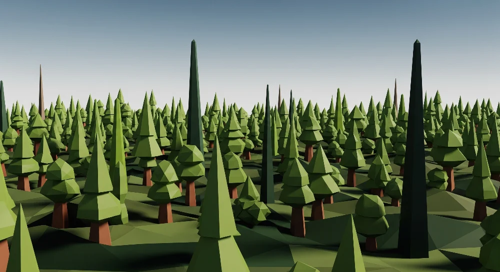Tapet camera copil | Pădure geometrică în verde și maro