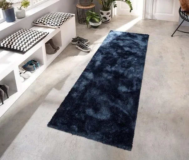 Traversă Dana albastra, foarte groasa si pufoasa 80x200 cm