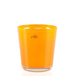 Vas din sticla tip masca, Orange D10cm, H11cm