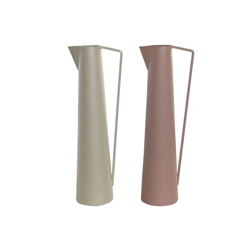 Vază DKD Home Decor 15 x 11 x 45 cm Bej Roz Fier (2 Unități)