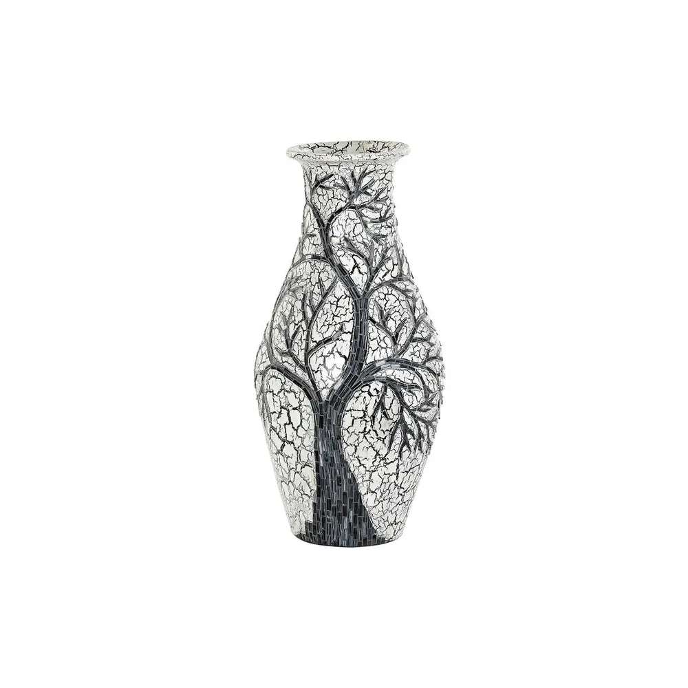 Vază DKD Home Decor Copac Alb Negru Alb/Negru Geam Teracotă 29 x 29 x 60 cm