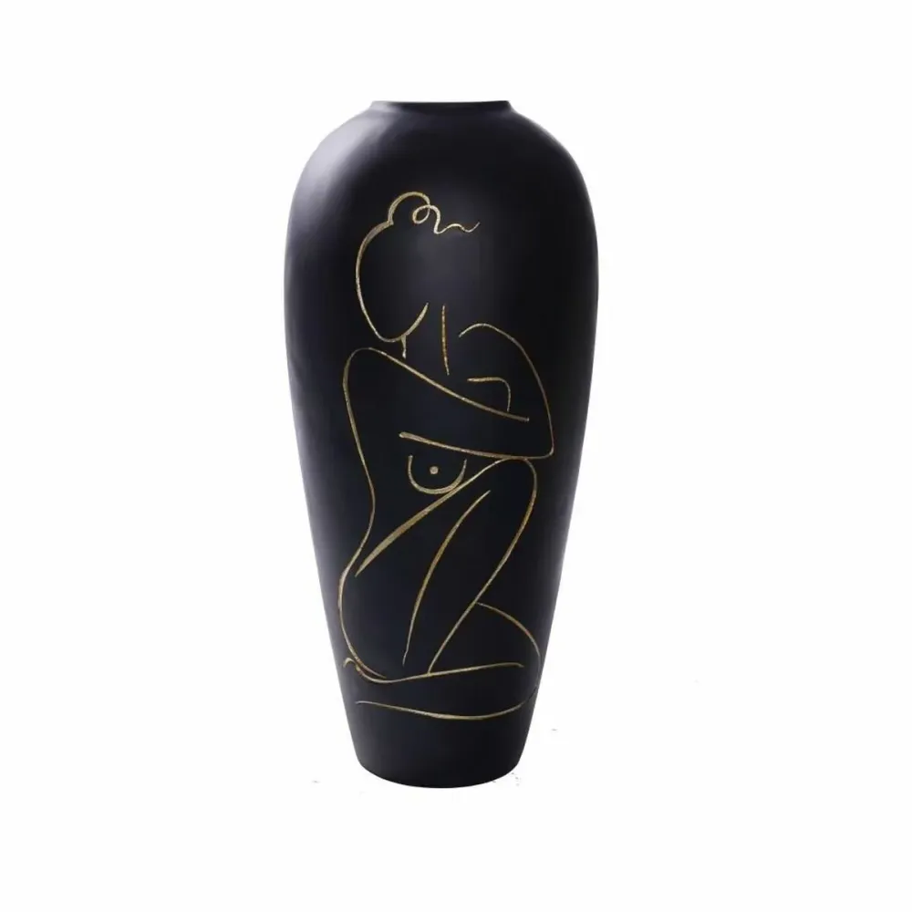 Vază DKD Home Decor Femeie Negru Rășă Modern (34 x 34 x 73,5 cm)