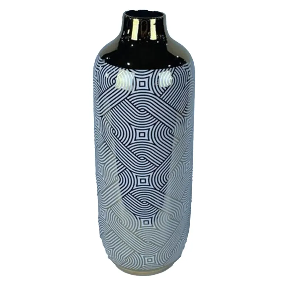 Vază DKD Home Decor Porțelan Auriu* Alb Oriental (16 x 16 x 42 cm)