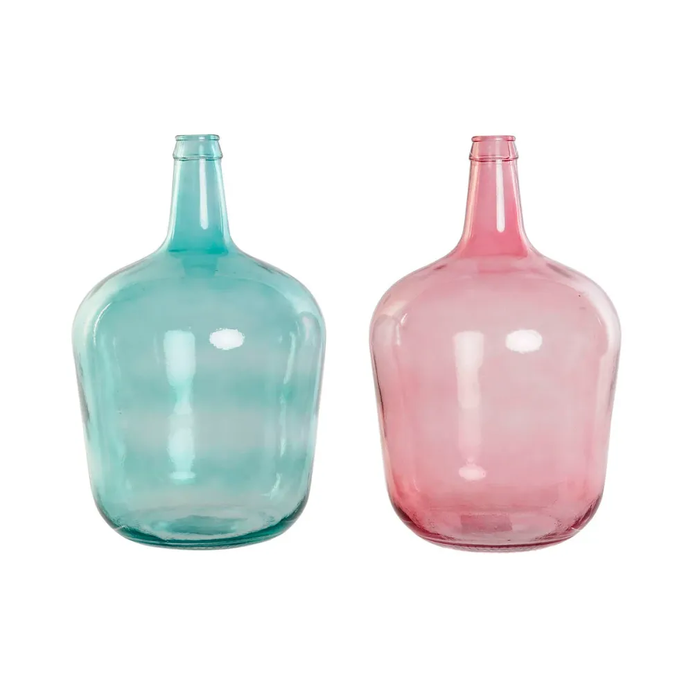 Vază DKD Home Decor Verde Roz Sticlă Temperată 25 x 25 x 40 cm (2 Unități)