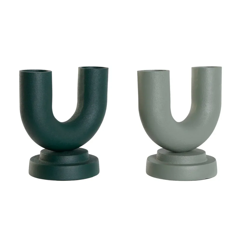 Vază Home ESPRIT Verde Aluminiu 18 x 13 x 19 cm (2 Unități)