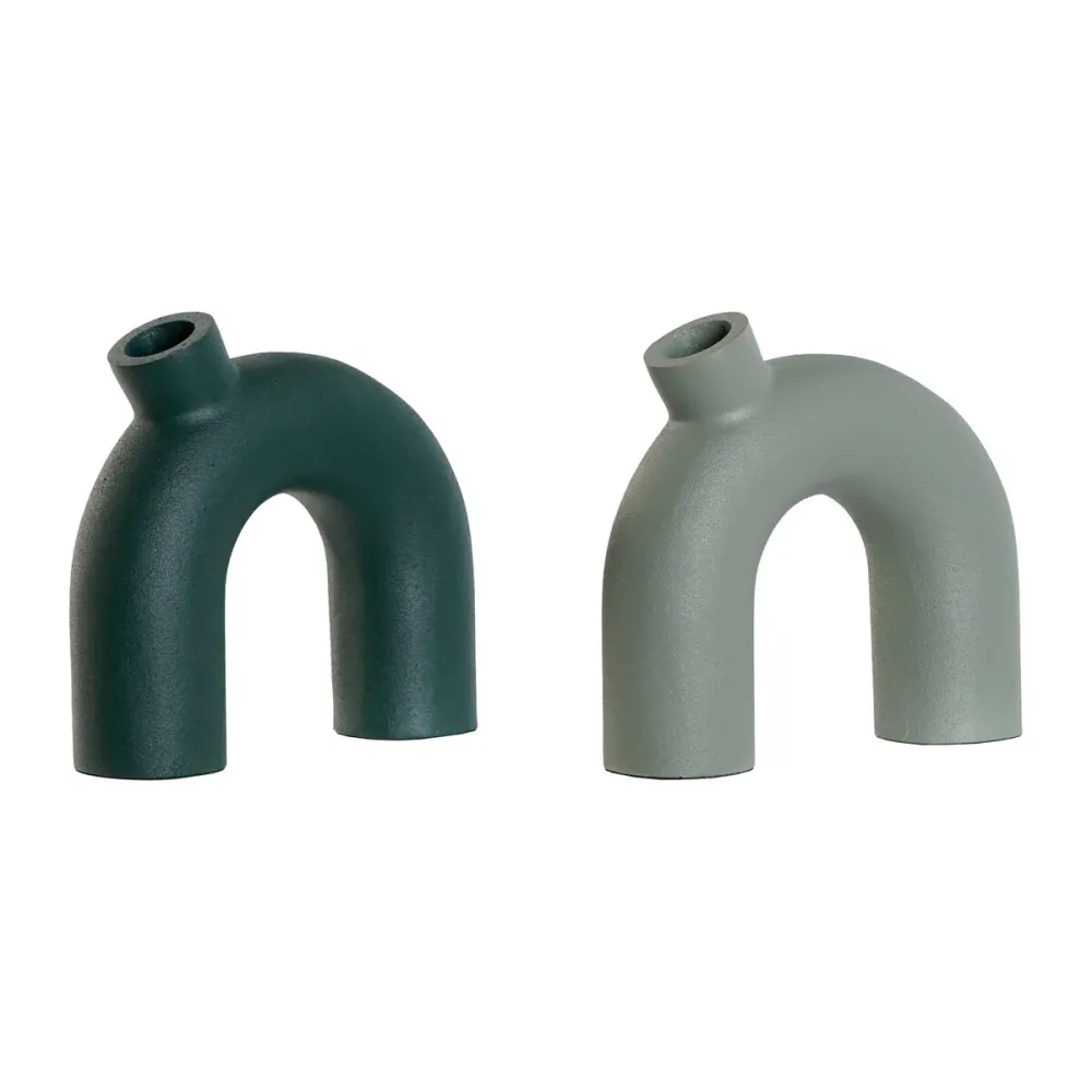 Vază Home ESPRIT Verde Aluminiu 19 x 5 x 17 cm (2 Unități)