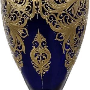 Vaza din cristal taiat art cu decor din aur pur VASO_ORO1