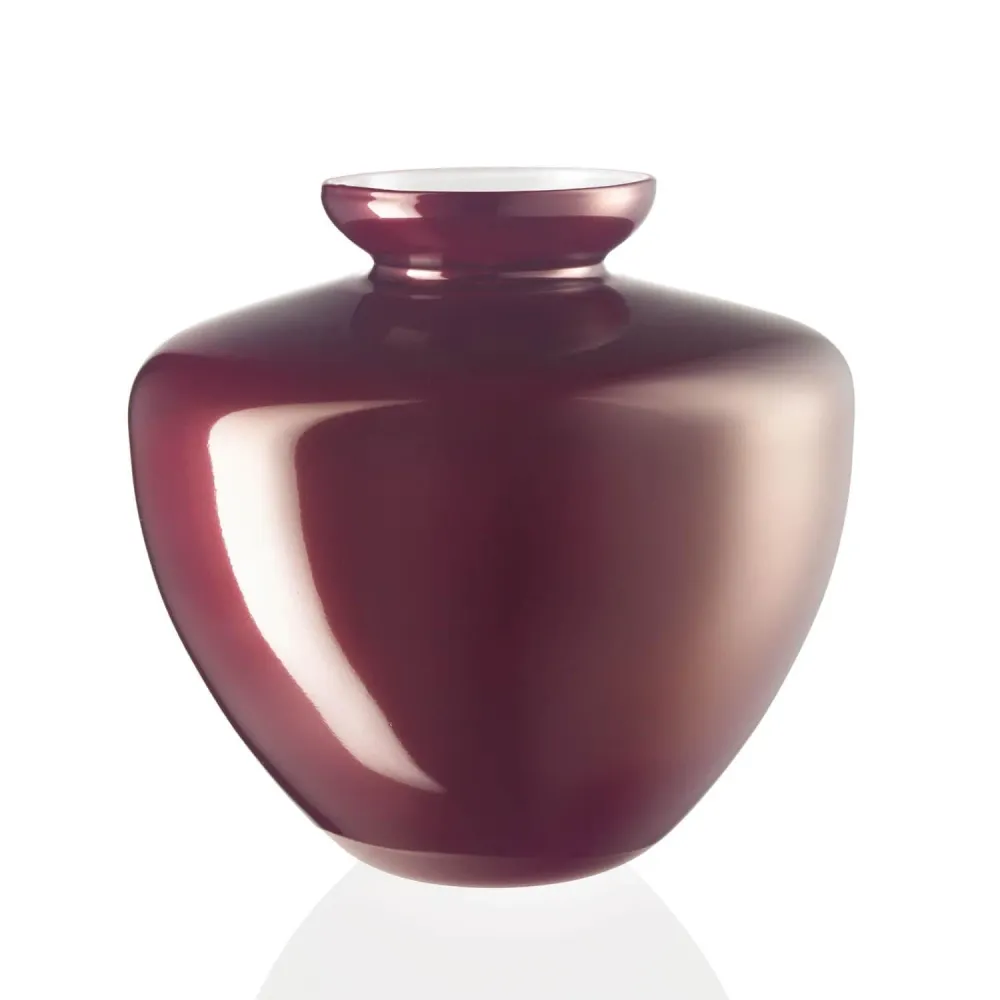 Vaza Ivv Capalbio sticla h 24.5cm cu decor rosu lucios 8715.2