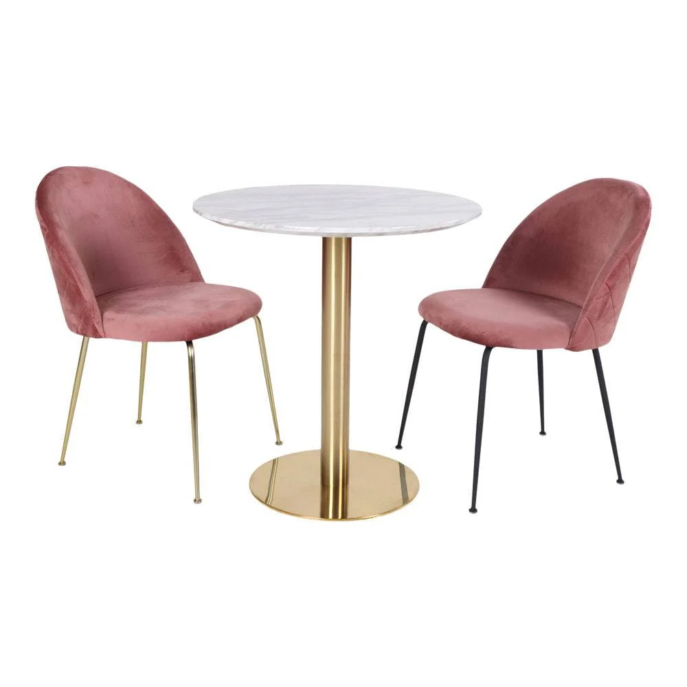 Bolzano Masa de dining cu blat cu aspect de marmura, baza cu aspect alama ø90x75 cm