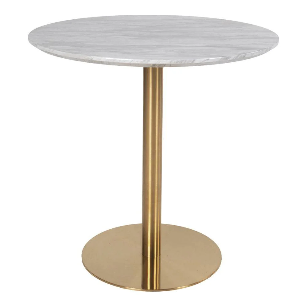 Bolzano Masa de dining cu blat cu aspect de marmura, baza cu aspect alama ø90x75 cm