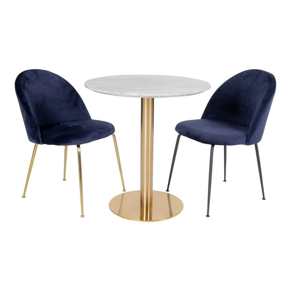 Bolzano Masa de dining cu blat cu aspect de marmura, baza cu aspect alama ø90x75 cm