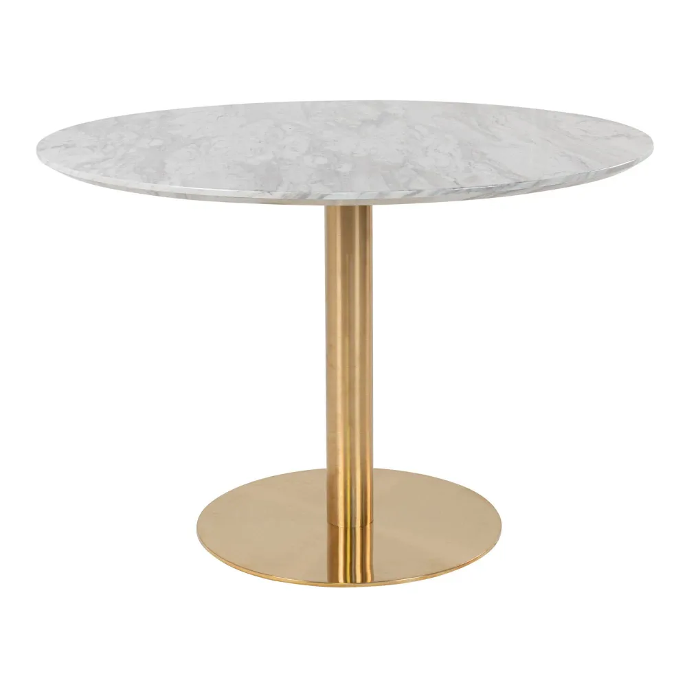 Bolzano Masa de dining, blat cu aspect de marmura, baza cu aspect alama ø110x75 cm