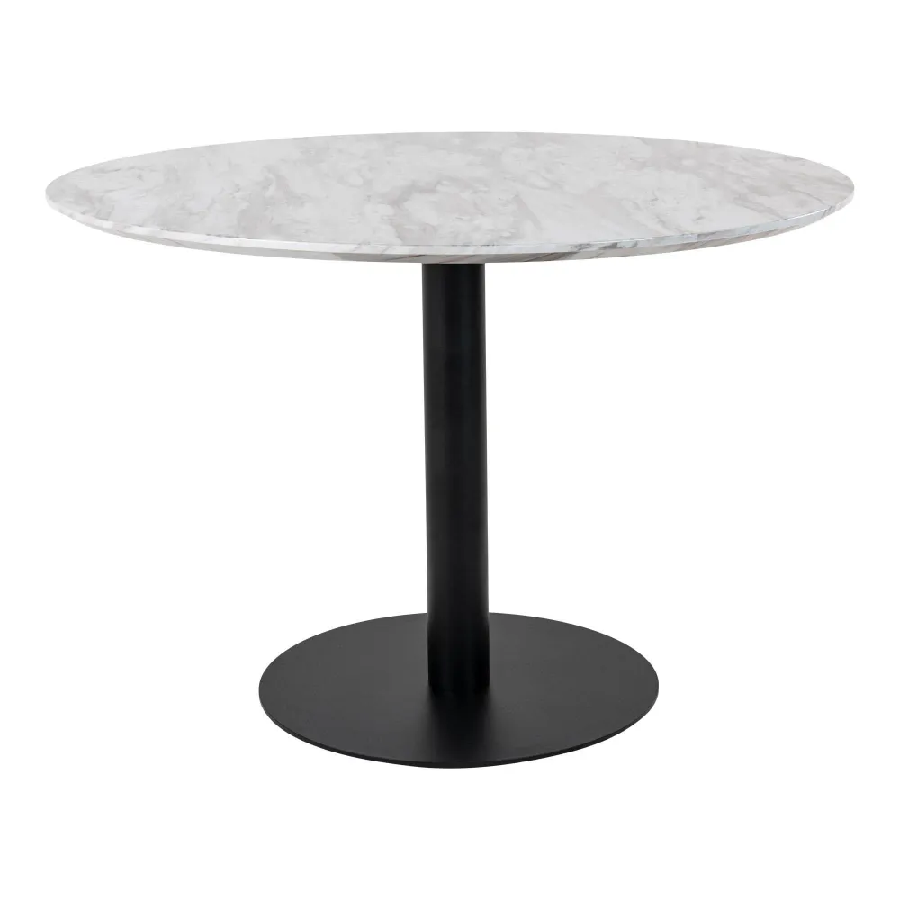 Bolzano Masa de dining cu blat cu aspect de marmura, baza neagra ø110x75 cm