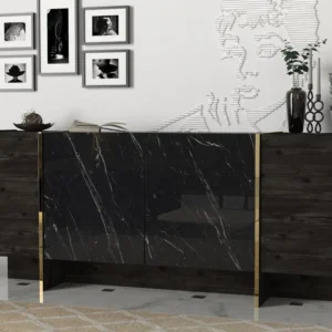 Consolă Asi Home Veyron - Marmura Neagra, Auriu