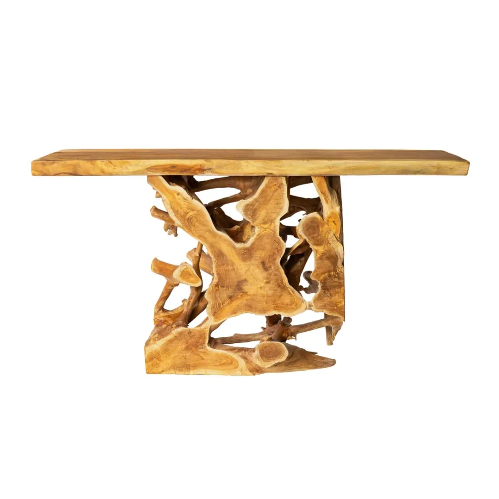 Consola maro din lemn de tec Taru 150x40x80cm