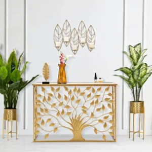 Consola Mauro Ferretti Albero 120X40X80 cm, Auriu
