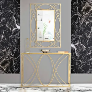 Consola Mauro Ferretti Exy 120X40X80 cm, Auriu/Argintiu