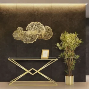 Consola Mauro Ferretti Piramid 130X40X75 cm, Auriu/ Negru