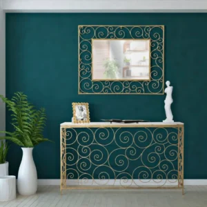 Consola Mauro Ferretti Spiral 140X36X82 cm, Auriu/Alb