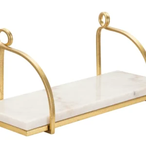 Etajera/Noptiera Suspendata Mauro Ferretti Marble 40X16X18 cm, Auriu/ Alb