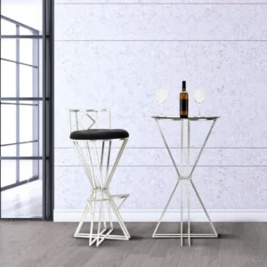 Masa Bar Mauro Ferretti Oslo Ø 60X105 cm, Argintiu/ Negru