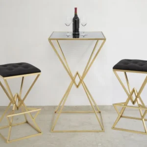 Masa Bar Mauro Ferretti Piramid 60X60X105 cm, Auriu/ Negru